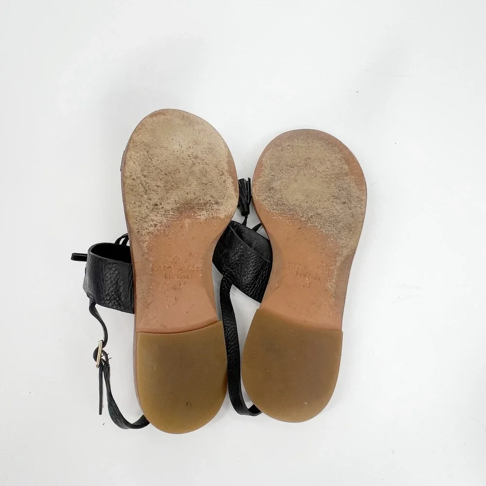 KATE SPADE Carlita Black Flat Sandals 8